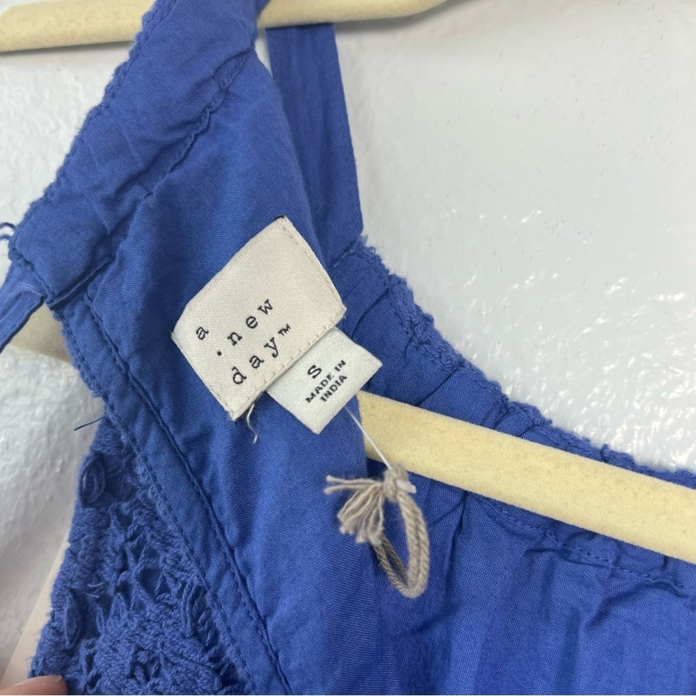 A New Day Blue Crochet‎ Lace Halter Midi Dress | 100% Cotton | Size Small - Picture 15 of 17